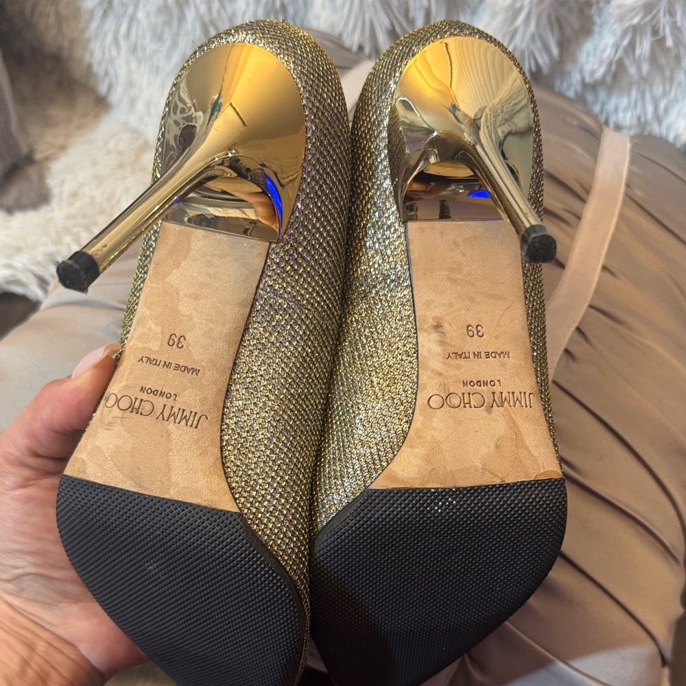 Jimmy Choo Metallic Gold Heels - Picture 6 of 8